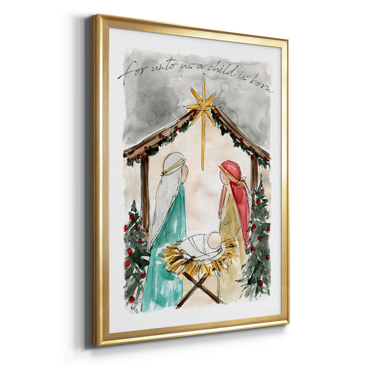 Unto Us A Child is Born - Modern Framed Canvas Print