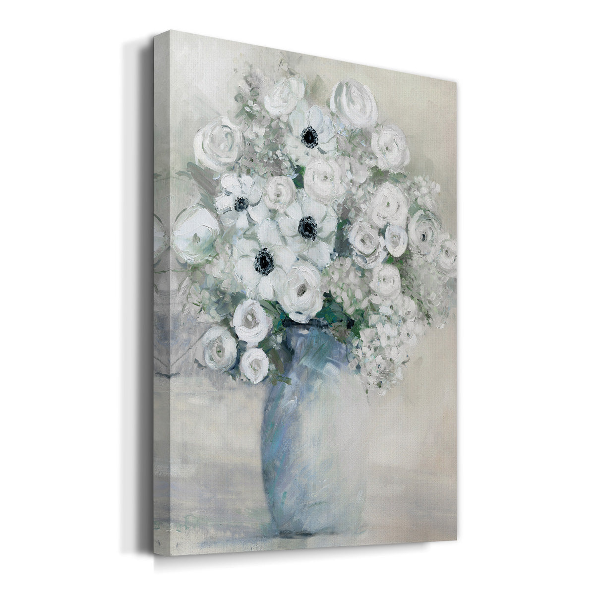 White Anemone Bouquet Premium Gallery Wrapped Canvas - Ready to Hang