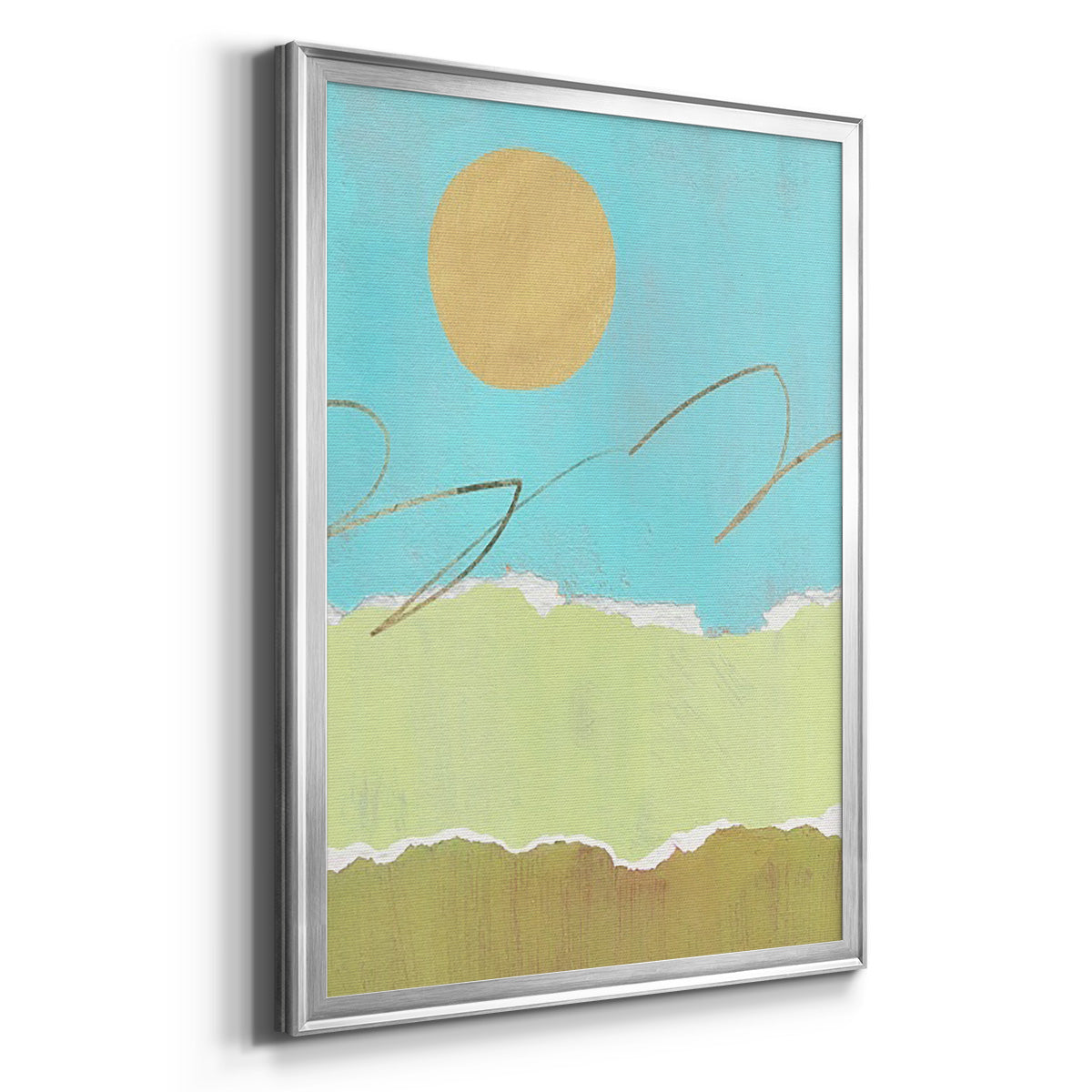 Green and Gold Pieced Landscape I - Modern Framed Canvas Print