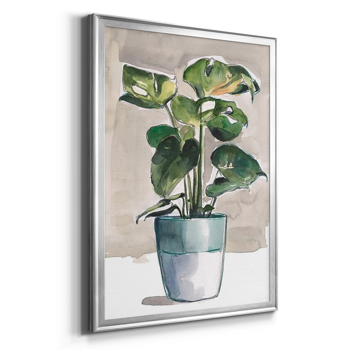 Potted Houseplant II - Modern Framed Canvas Print