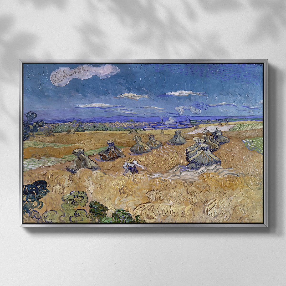 Wheat Field with Reaper, Auvers, 1888 - Floater Framed Canvas Print