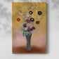 Canvas art print of a gentle floral arrangement with muted tones and smooth texture with a soft shadow on a white background.