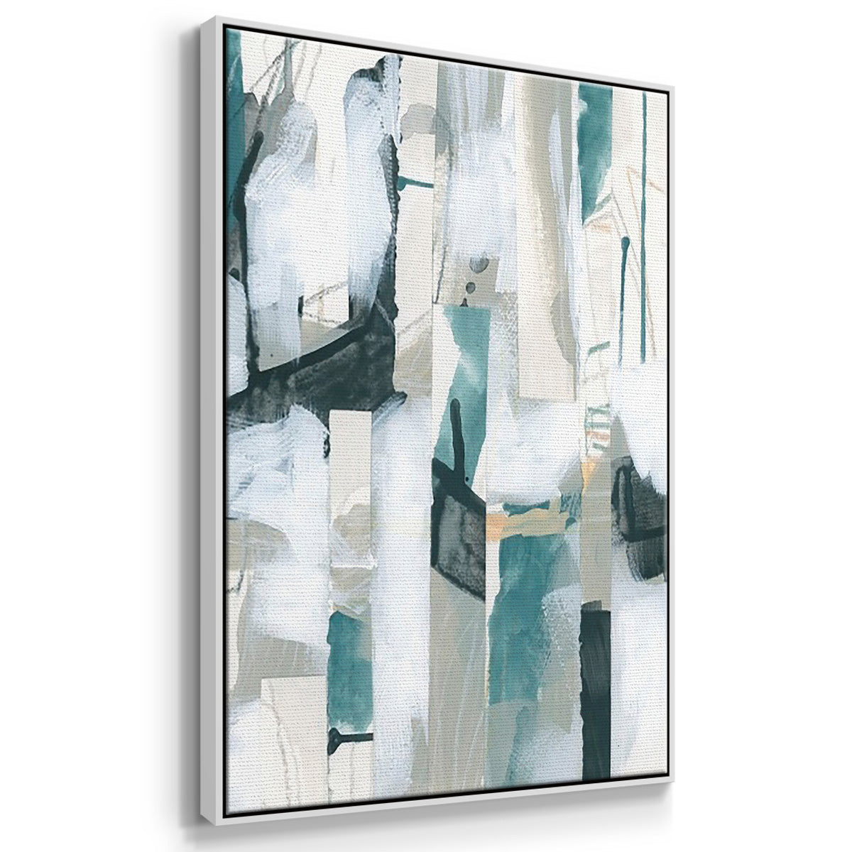 Sea Cavern Strata I - Framed Premium Gallery Wrapped Canvas L Frame 3 Piece Set - Ready to Hang