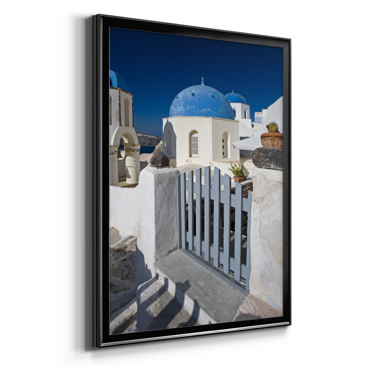 Santorini Sidewalk - Modern Framed Canvas Print