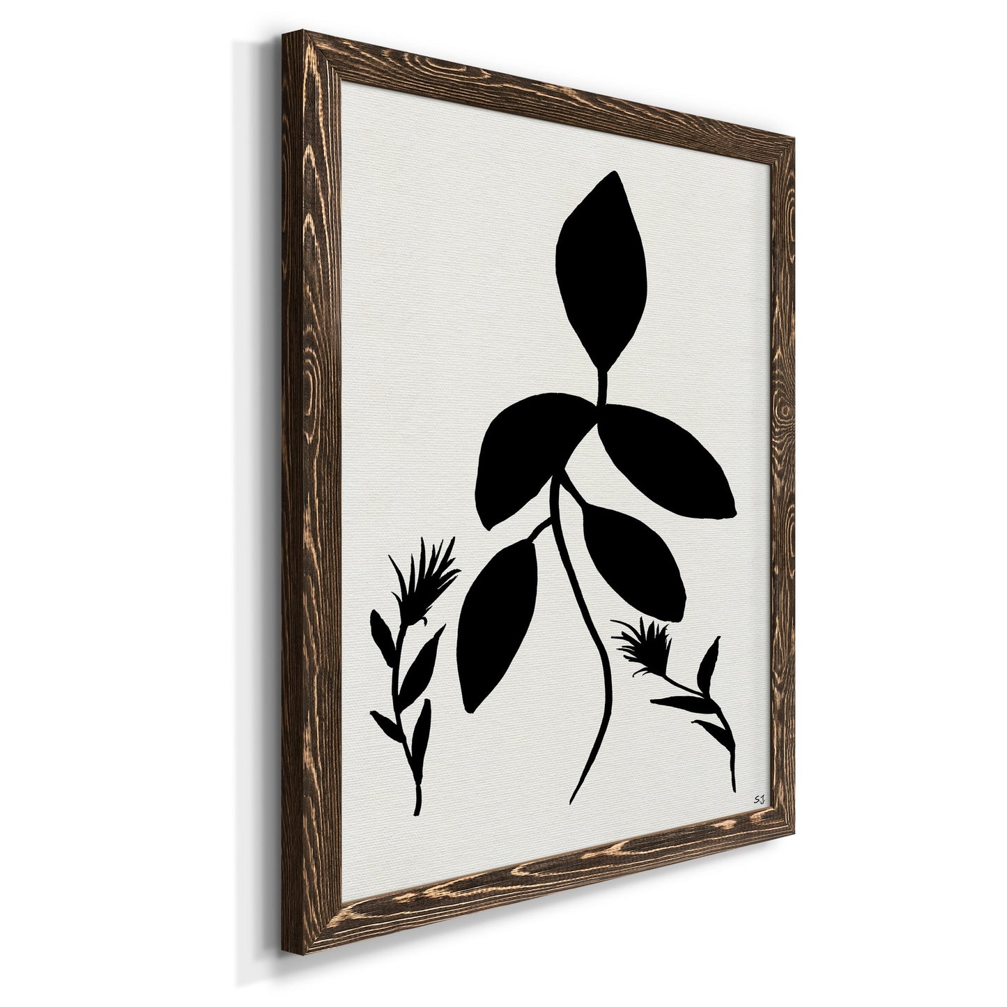 Silhouette Garden I - Barnwood Framed Canvas Print