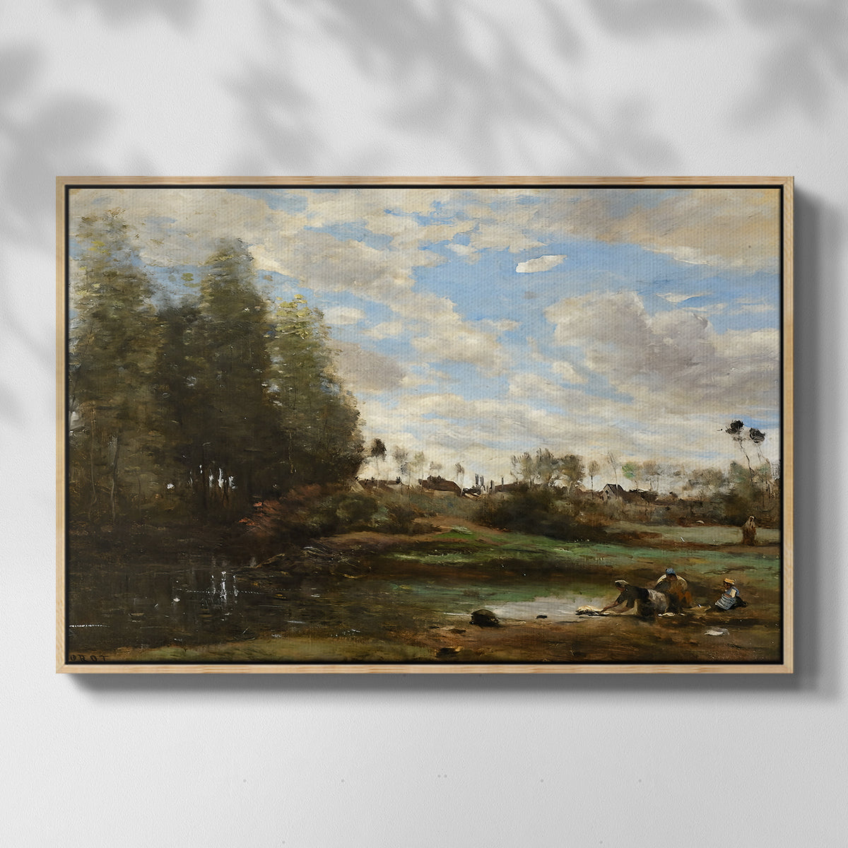 Washerwomen at the Water's Edge, c. 1860-1870 - Floater Framed Canvas Print