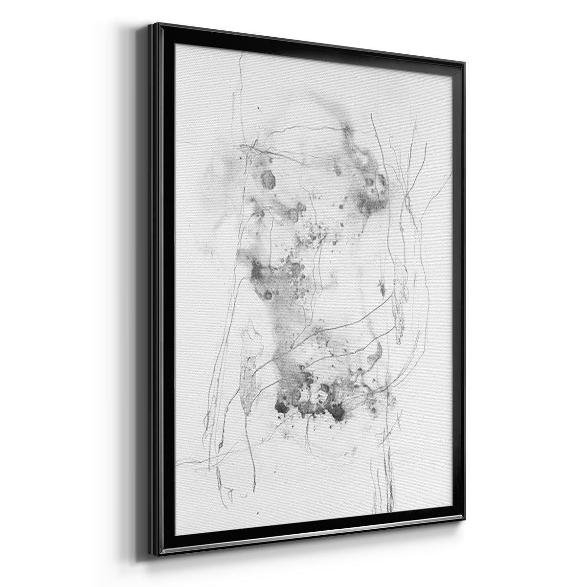 Graphite Abstract IV - Modern Framed Canvas Print