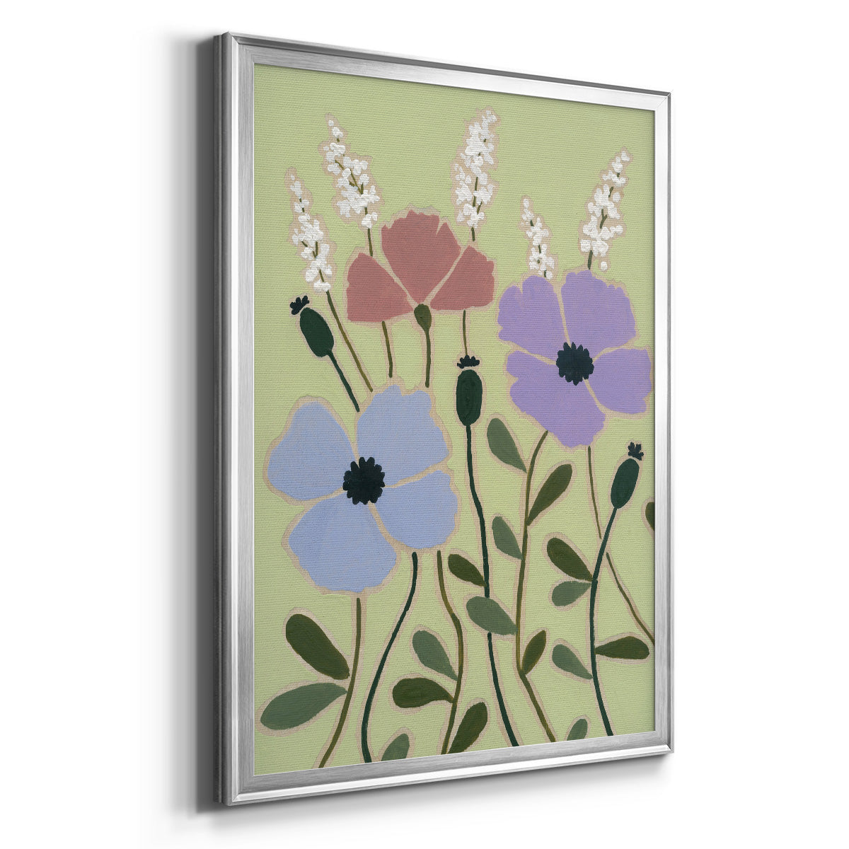 Woodblock Floral III - Modern Framed Canvas Print