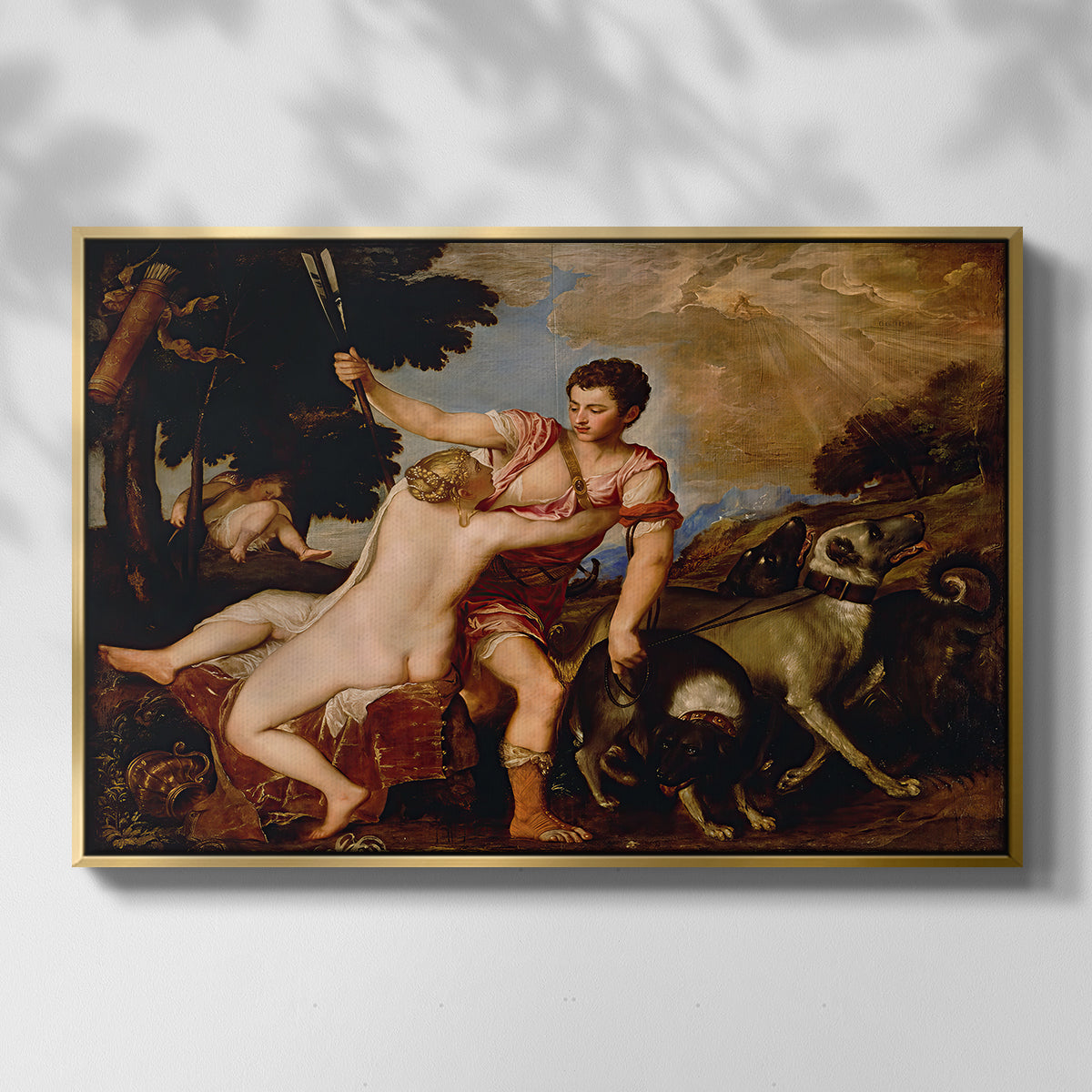 Venus and Adonis, 1554 - Floater Framed Canvas Print