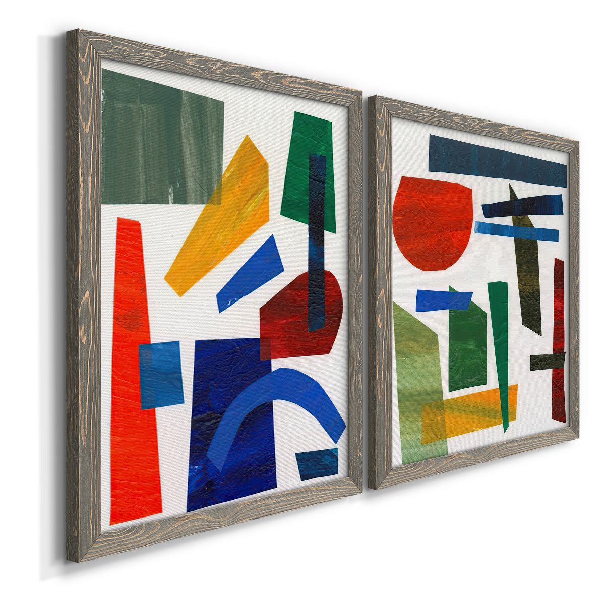 Colorful Shapes I - Premium Framed Canvas 2 Piece Set - Ready to Hang