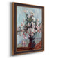 Impressionist chrysanthemum floral painting by Claude Monet printed on canvas in an ornate bronzed mahogany wood frame with a vertical orientation.