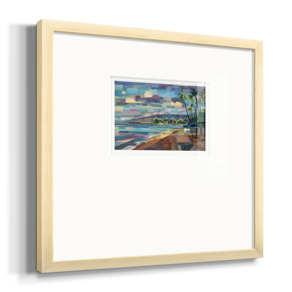 Morning Moon Over Waikiki Premium Framed Print Double Matboard