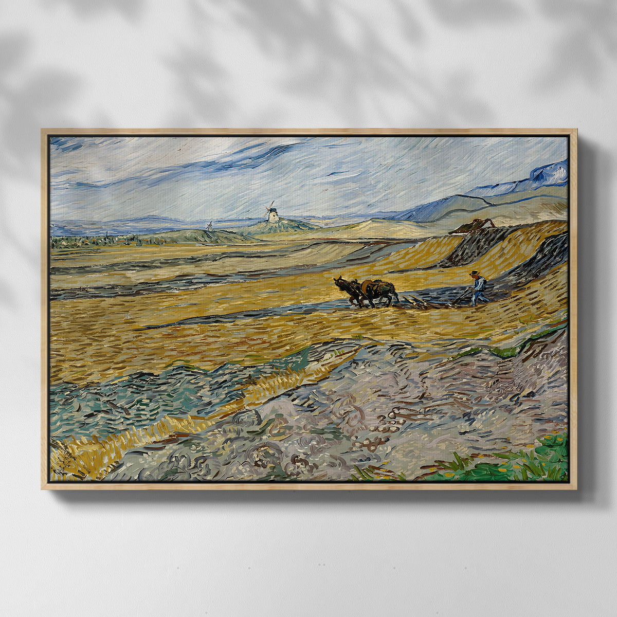 Enclosed Field with Ploughman, 1889 - Floater Framed Canvas Print