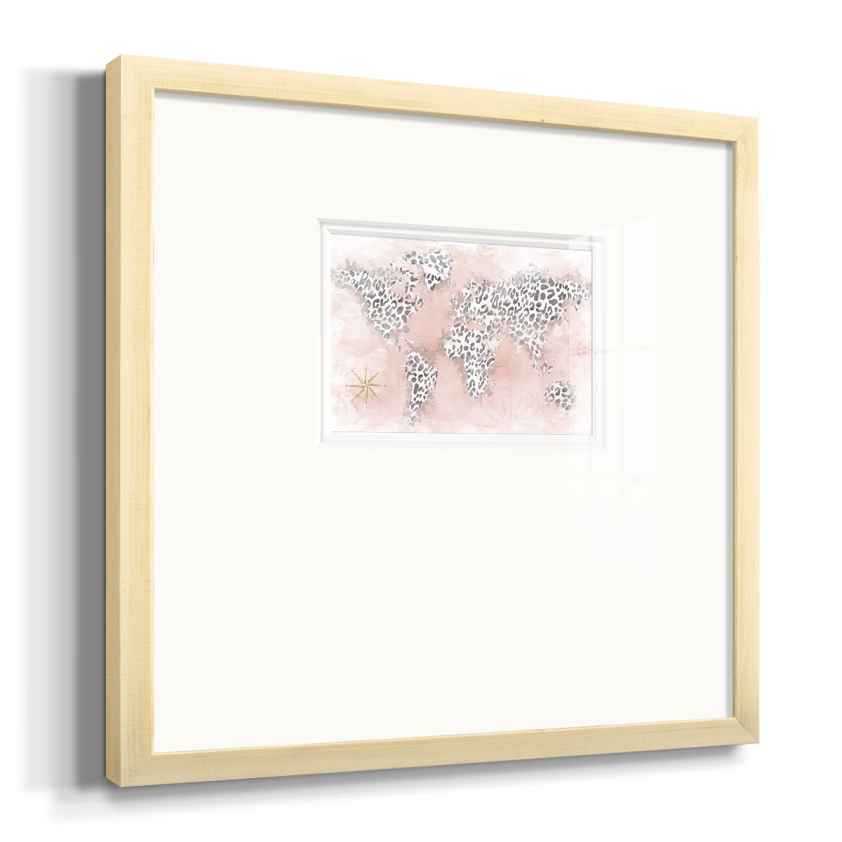 Pink Cheetah Map Premium Framed Print Double Matboard