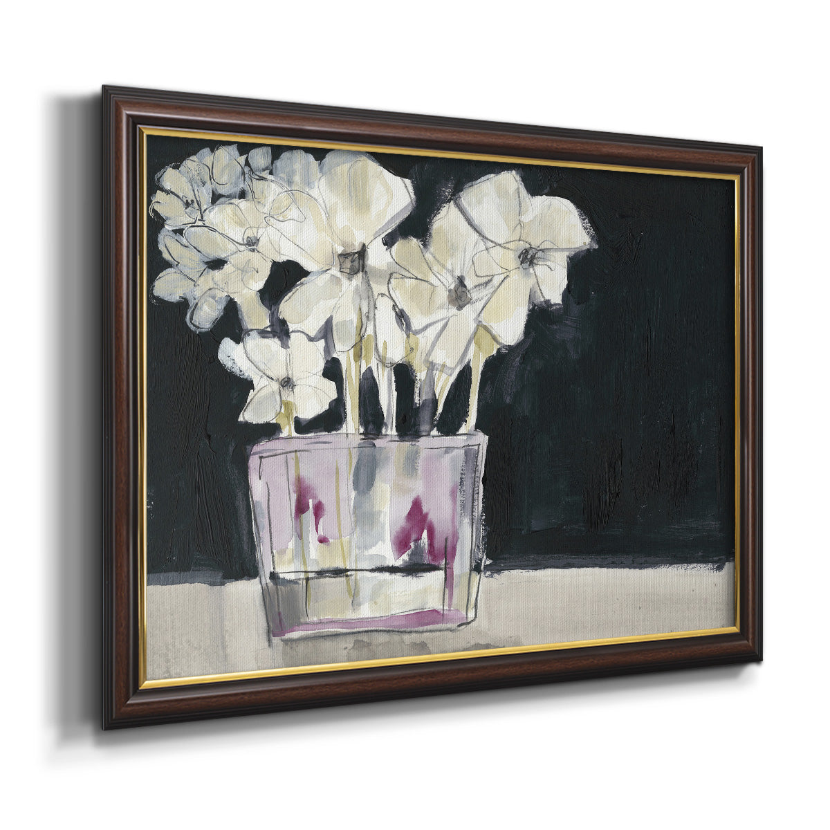 White Flowers in Fuchsia II Premium Framed Canvas- Ready to Hang