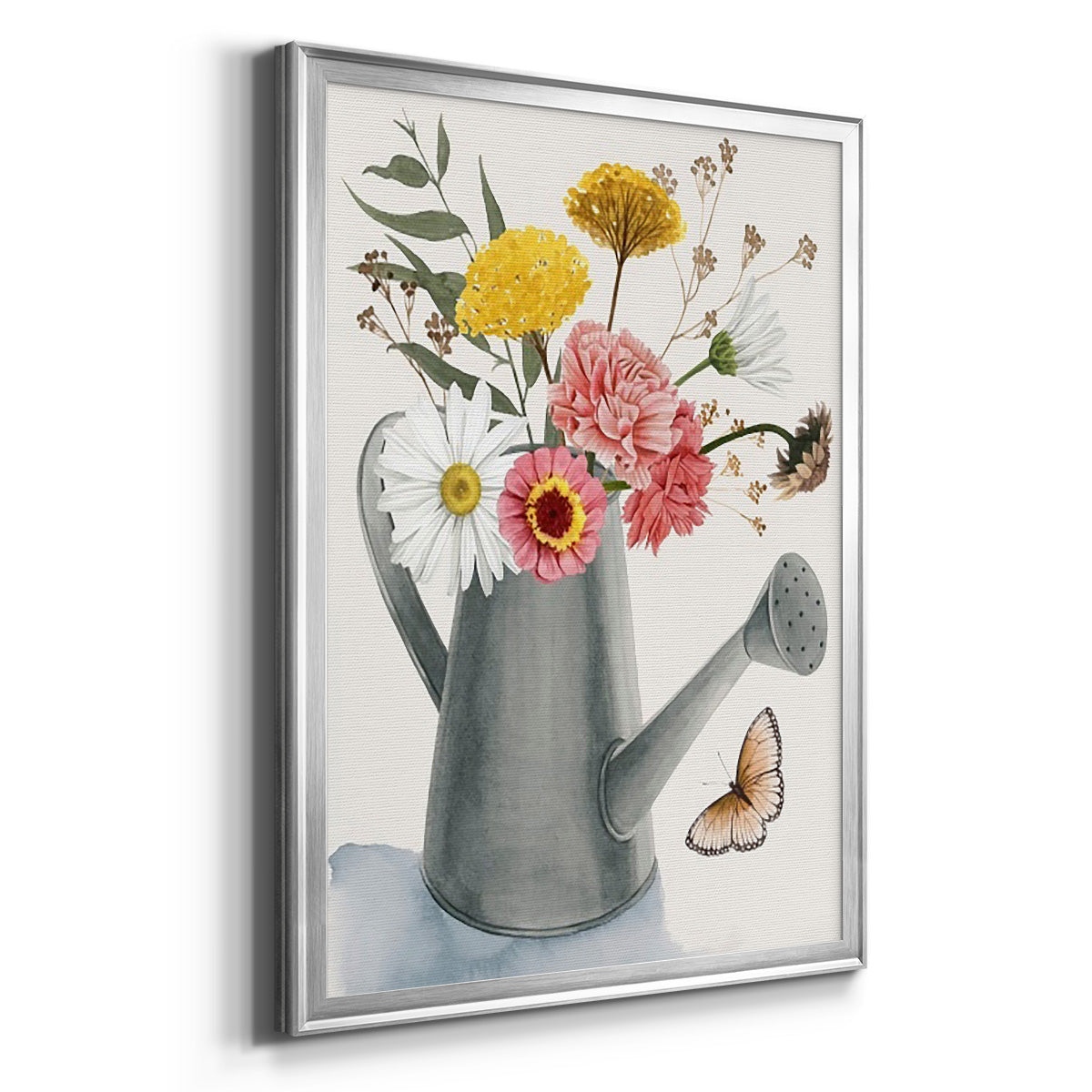 Watering Can Bouquet II - Modern Framed Canvas Print