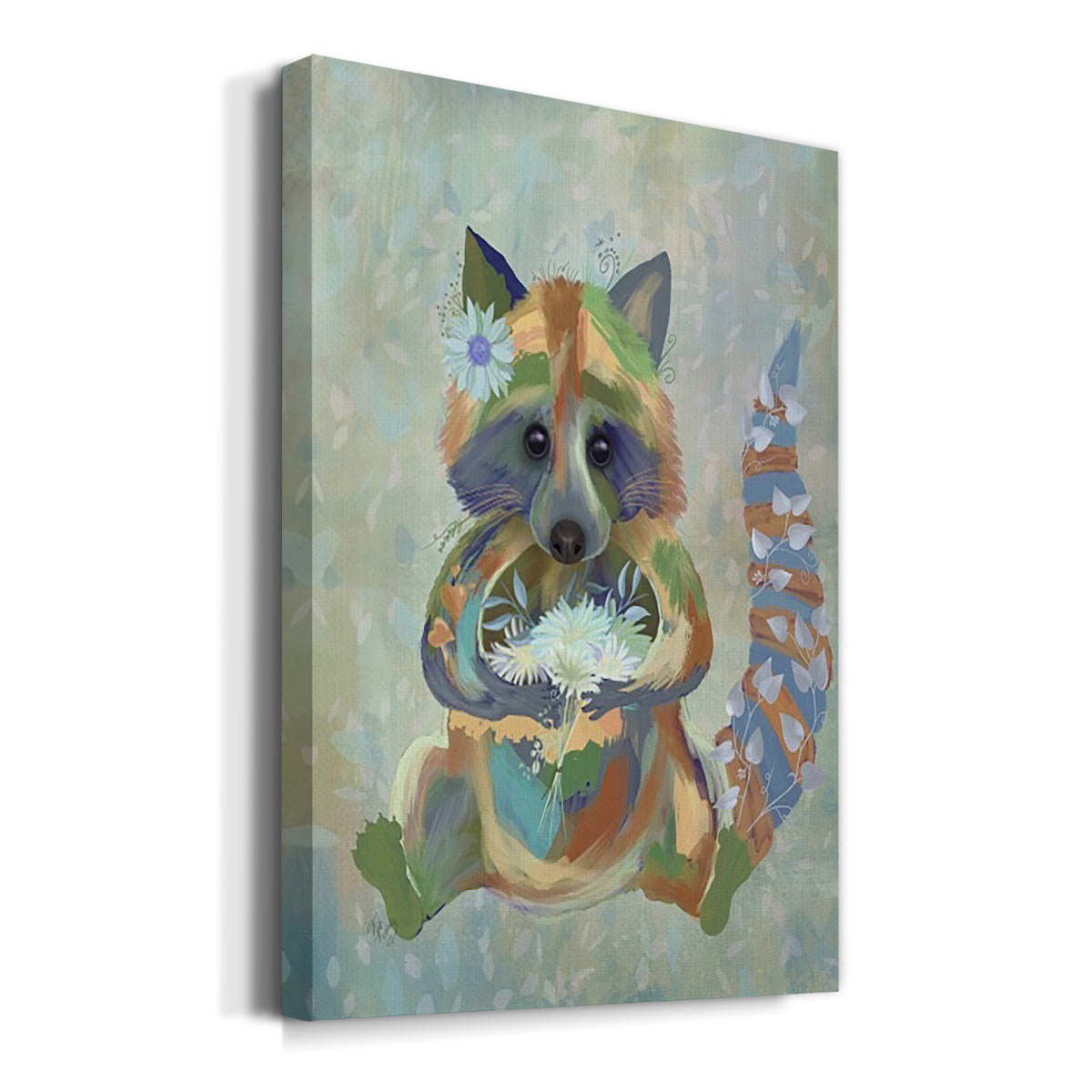 Fantastic Florals Raccoon - Canvas Art Print