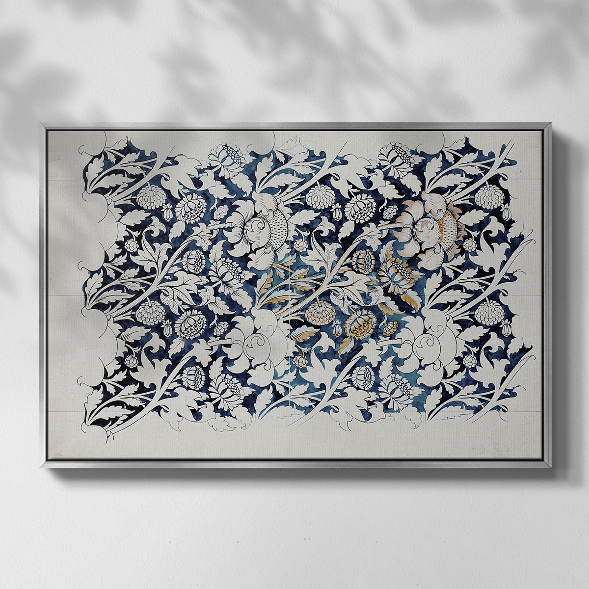 Watercolour for Printed Fabric Design: Wey, c. 1882-1883 - Floater Framed Canvas Print