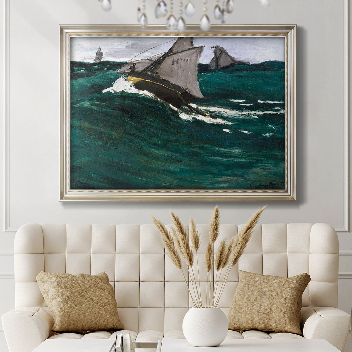 The Green Wave - Ornate Framed Canvas Print