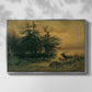 Wallowing Deer on the Shore of a Mountain Lake, c. 1850 - Floater Framed Canvas Print