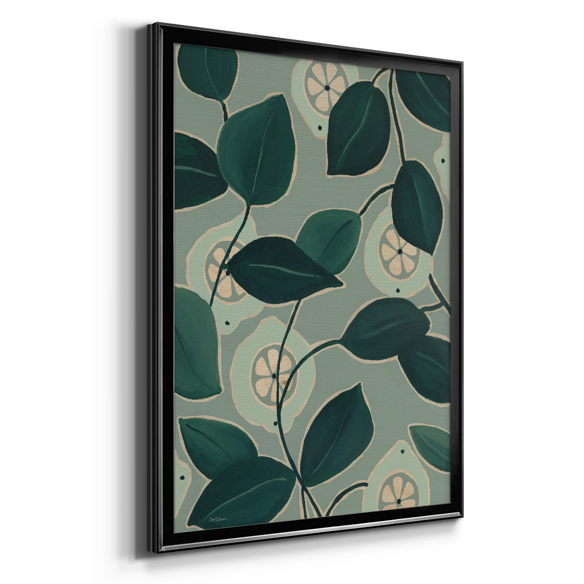 Monochrome Limes - Modern Framed Canvas Print