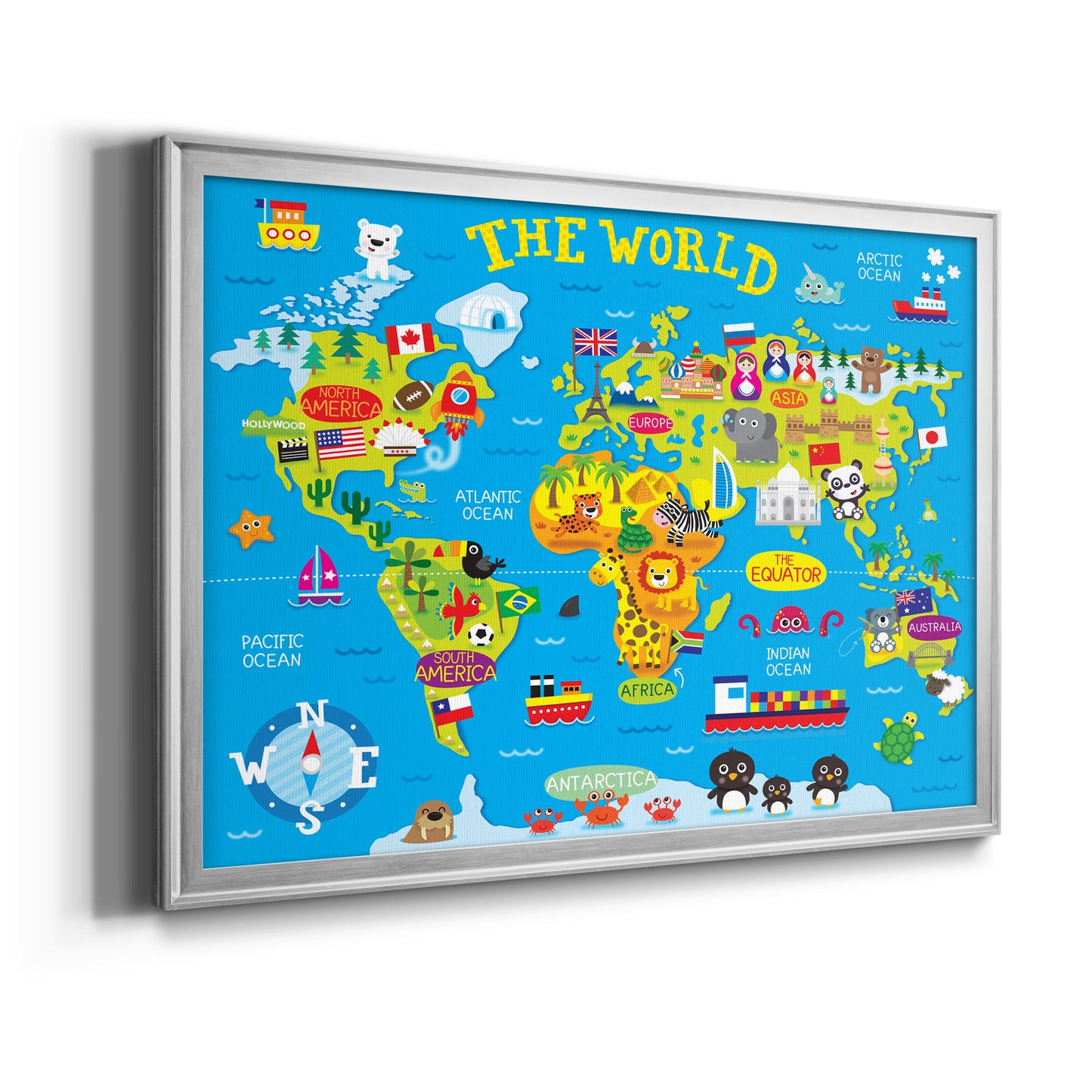 World Map Premium Classic Framed Canvas - Ready to Hang