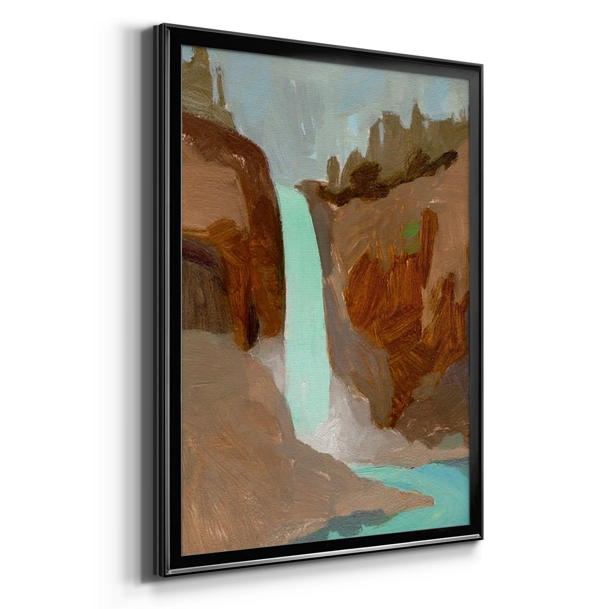 Turquoise Falls I - Modern Framed Canvas Print