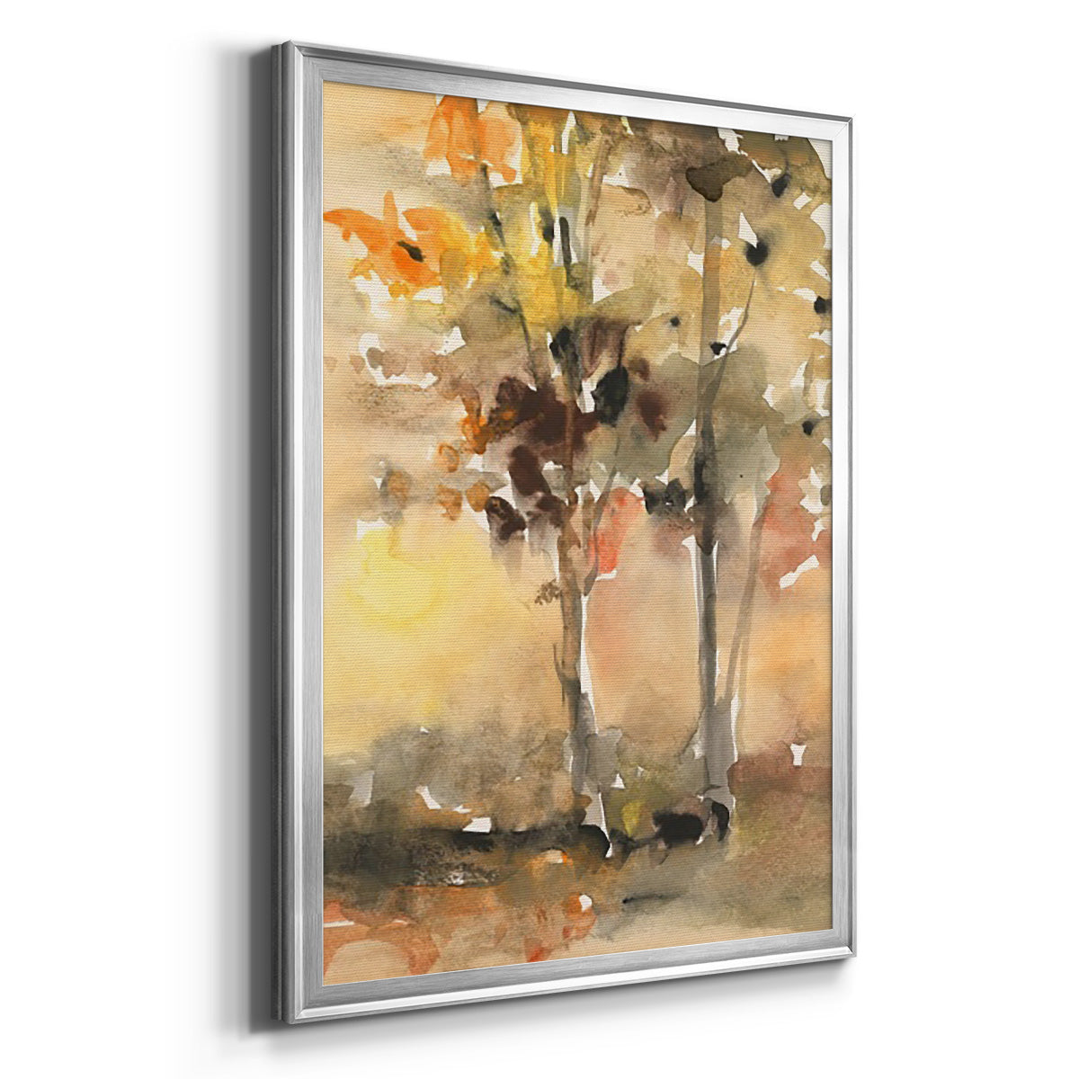 Fall Foliage Watercolor II - Modern Framed Canvas Print