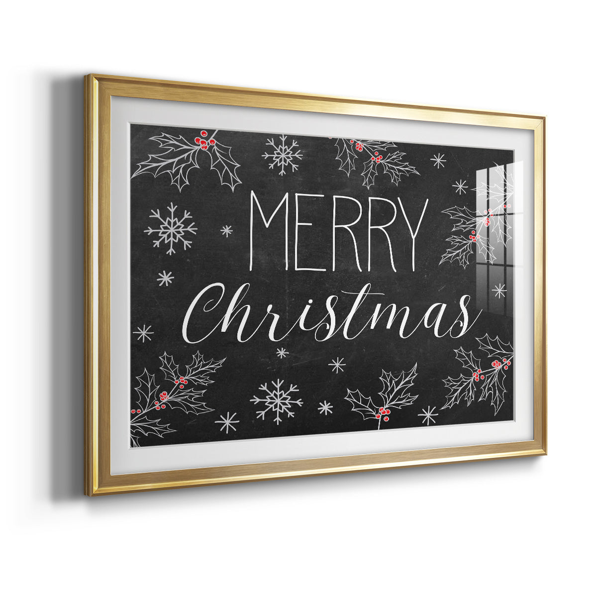 Merry Christmas Chalkboard - Modern Framed Art Print
