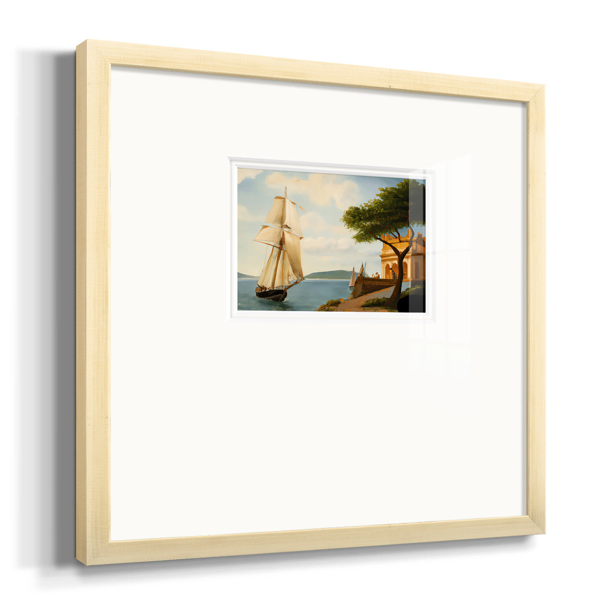 Sail Boat on the Edge Premium Framed Print Double Matboard