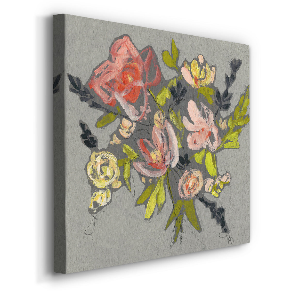 Blush & Paynes Bouquet I - Canvas Art Print