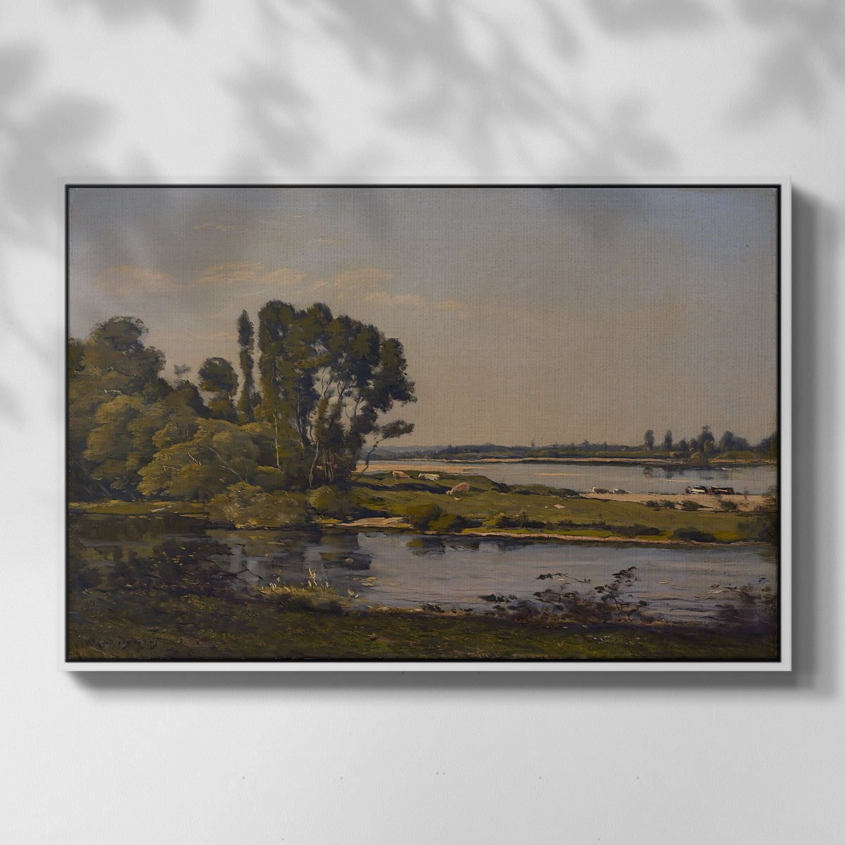 Landscape with a River, 1892 - Floater Framed Canvas Print