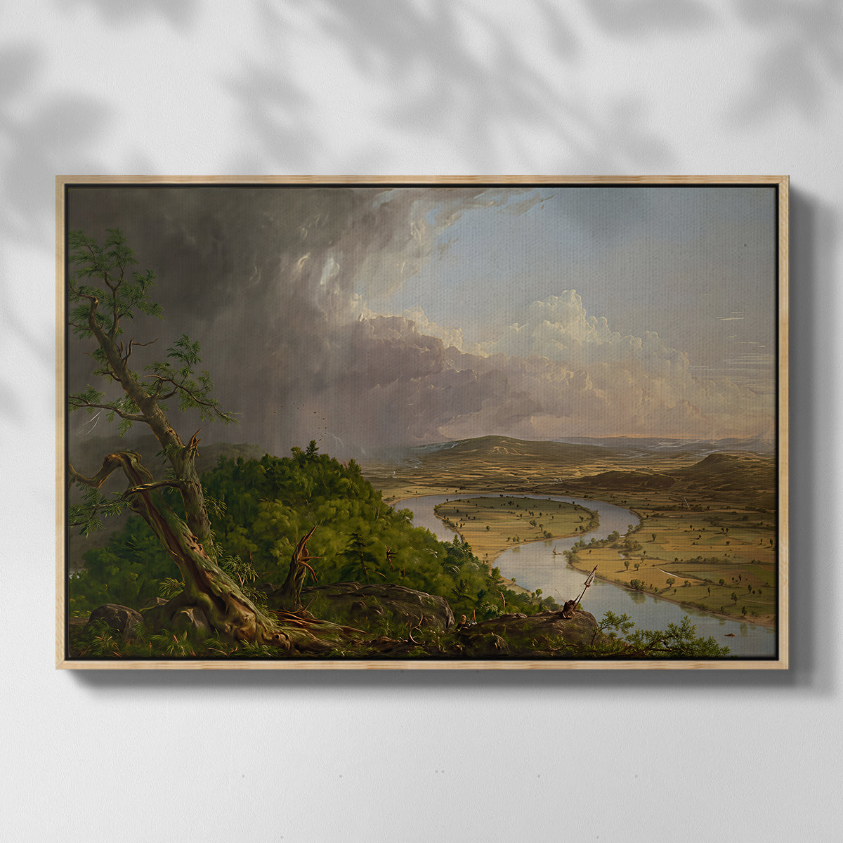 View from Mount Holyoke, Northampton, Massachusetts, after a Thunderstorm (Oxbow), 1836 - Floater Framed Canvas Print
