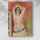 Canvas art print of a stylized figure study with vibrant tones and strong outlines with a soft shadow on a white background.