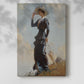 Canvas art print of a bright composition with figure and natural setting with a soft shadow on a white background.