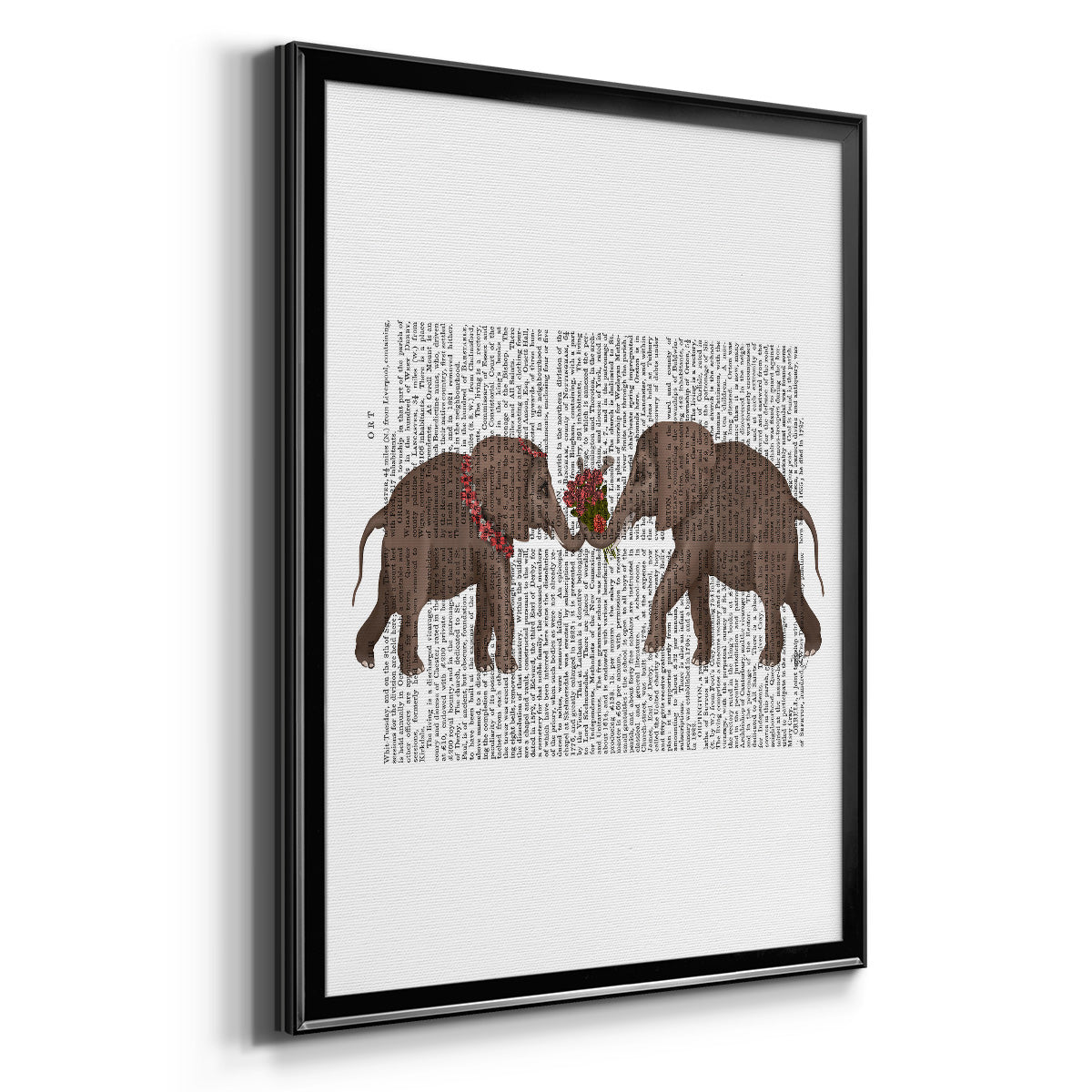 Elephant Bouquet, Landscape - Modern Framed Canvas Print