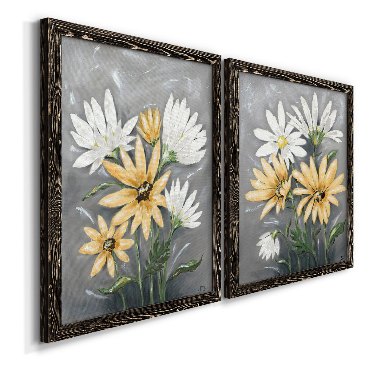 Summer Daisies I - Barnwood Framed Canvas Set