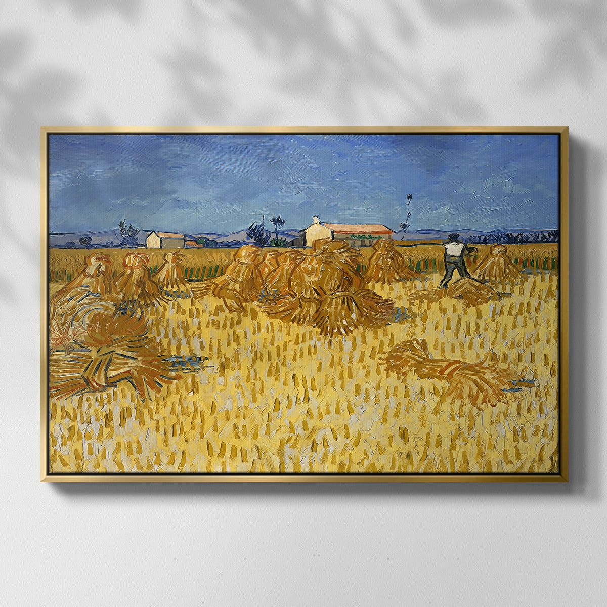 Wheat Field with Sheaves (Harvest in Provence), 1888 - Floater Framed Canvas Print
