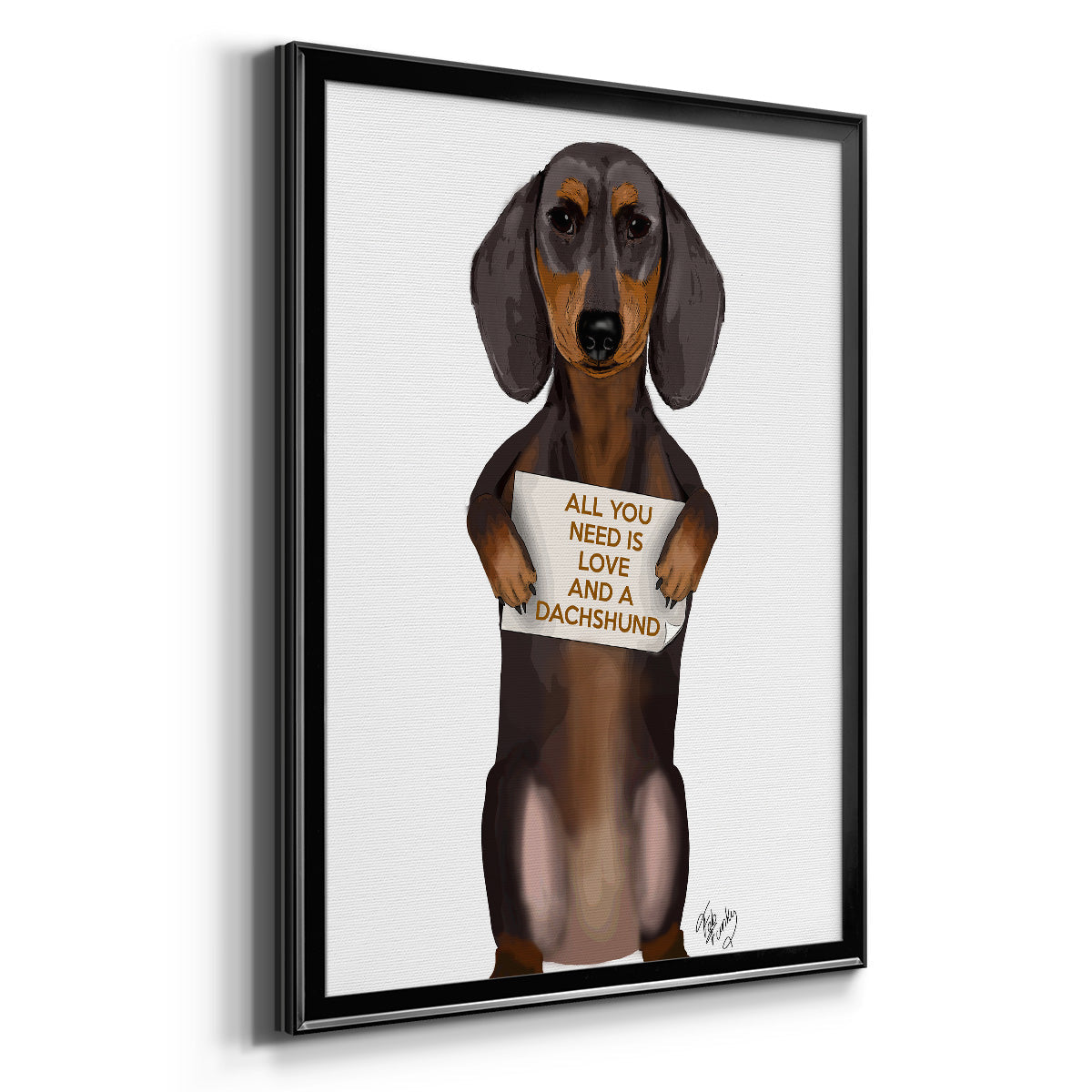 Love and Dachshund - Modern Framed Canvas Print