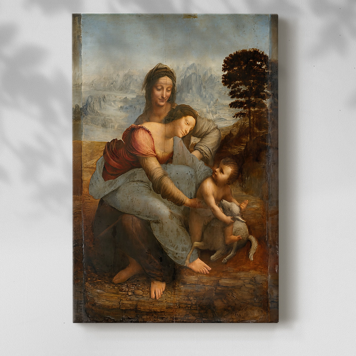 Canvas art print of a gentle grouping with natural interaction and smooth tones with a soft shadow on a white background.