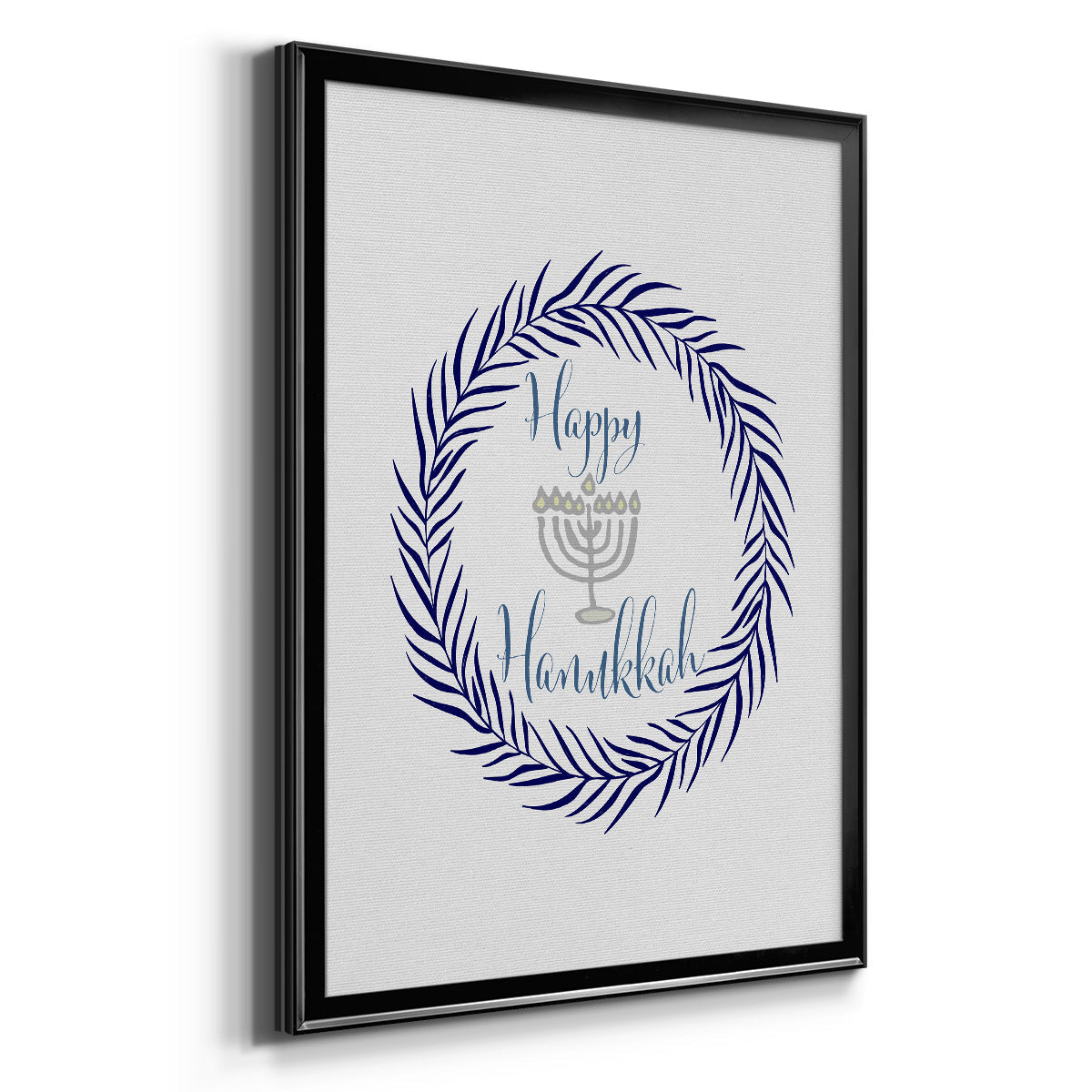 Hanukkah Wreath - Modern Framed Canvas Print