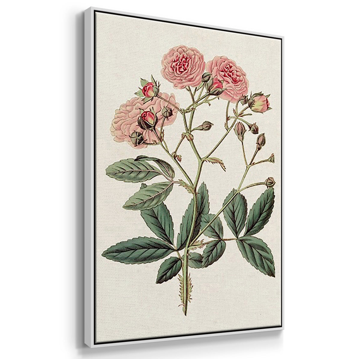 Pink Floral Mix IV - Framed Premium Gallery Wrapped Canvas L Frame 3 Piece Set - Ready to Hang