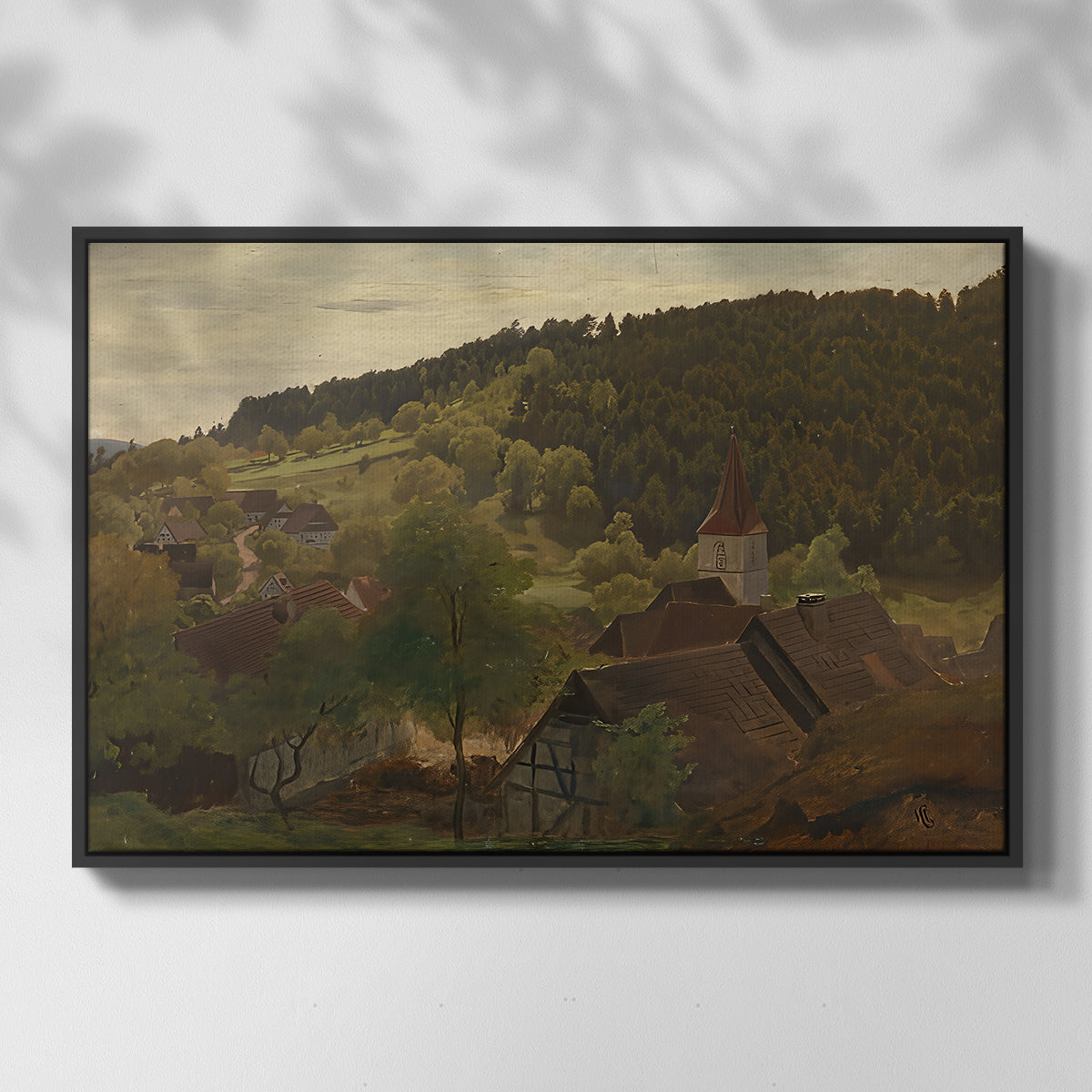 Landscape from Ebersteinburg in Baden, 1876 - Floater Framed Canvas Print