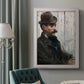 Impressionist portrait of a seated man by Édouard Manet in an ornate weathered white frame displayed in a neutral interior setting.