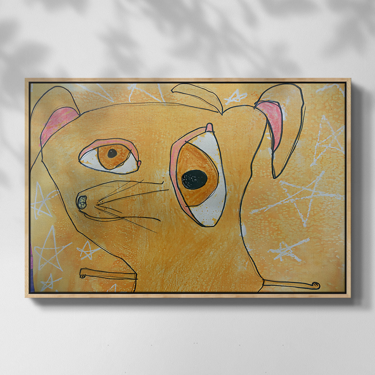 Cubist Dog with Stars (Student Art) - Floater Framed Canvas Print