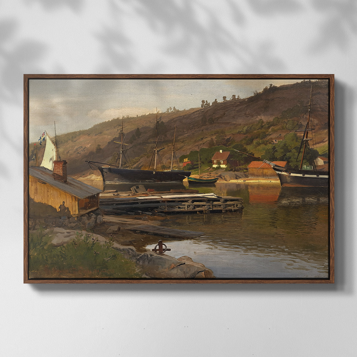 Landingsbrygge Husvik, Drøbak, 1875 - Floater Framed Canvas Print