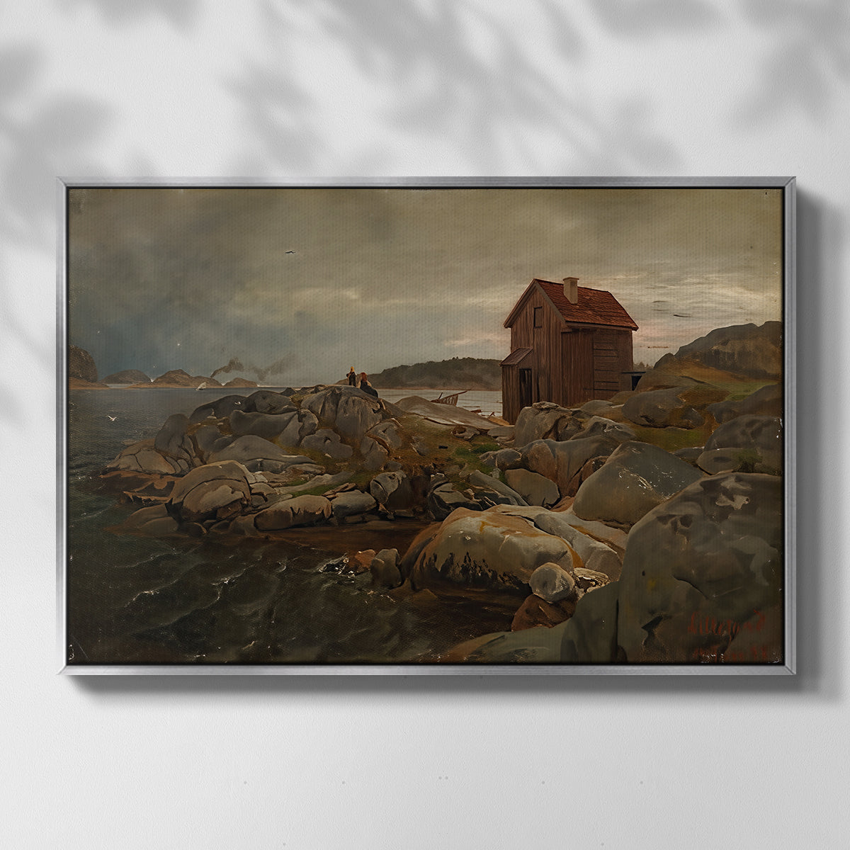 A Fisherman's Home, Lillesand, 1858 - Floater Framed Canvas Print