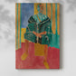 Canvas art print of a figure in traditional attire with bold tones and simple forms with a soft shadow on a white background.