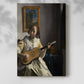 Canvas art print of a musical scene with figure and warm tones with a soft shadow on a white background.