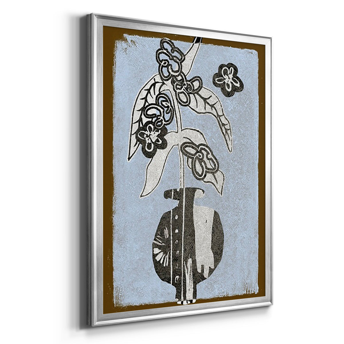 Graphic Flowers in Vase IV - Modern Framed Canvas Print